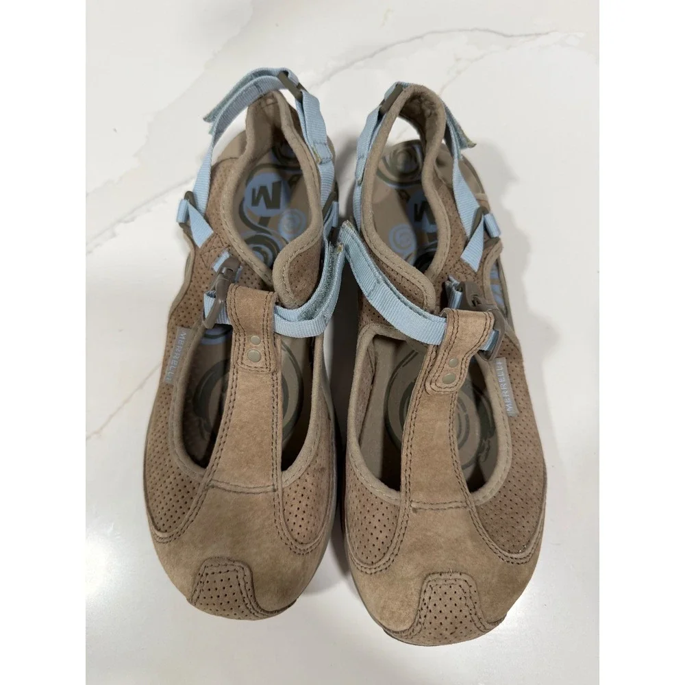 Merrell Siren Cassia Brindle Suede Vibram Hiking Sandals Womens 7.5 Brown Blue